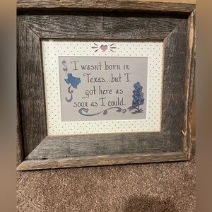 Vintage Rustic Wooden Frame with Texas-Themed Print